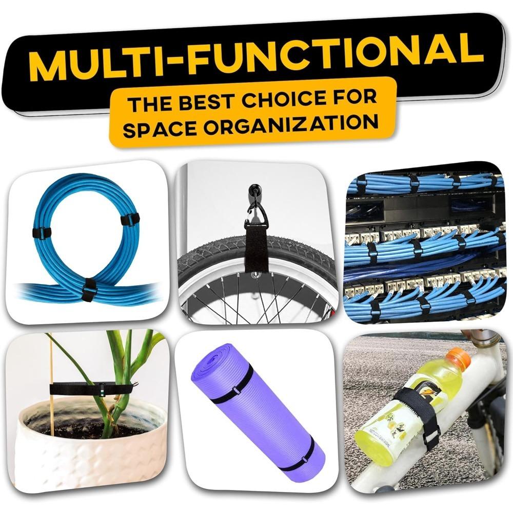 Reusable Nylon Fastening Cable Ties Hook Loop Adjustable Self-Adhesive Securing Strap Fastener Tape Cable Cord Management