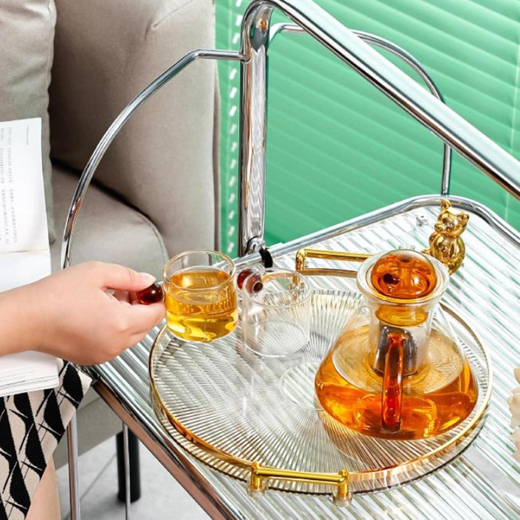 Generic Luxury Serving Tray, with Handles Cosmetic Perfume Makeup Display Multifunction Decorative Decorative Tray, Jewelry Tray for Living Room,