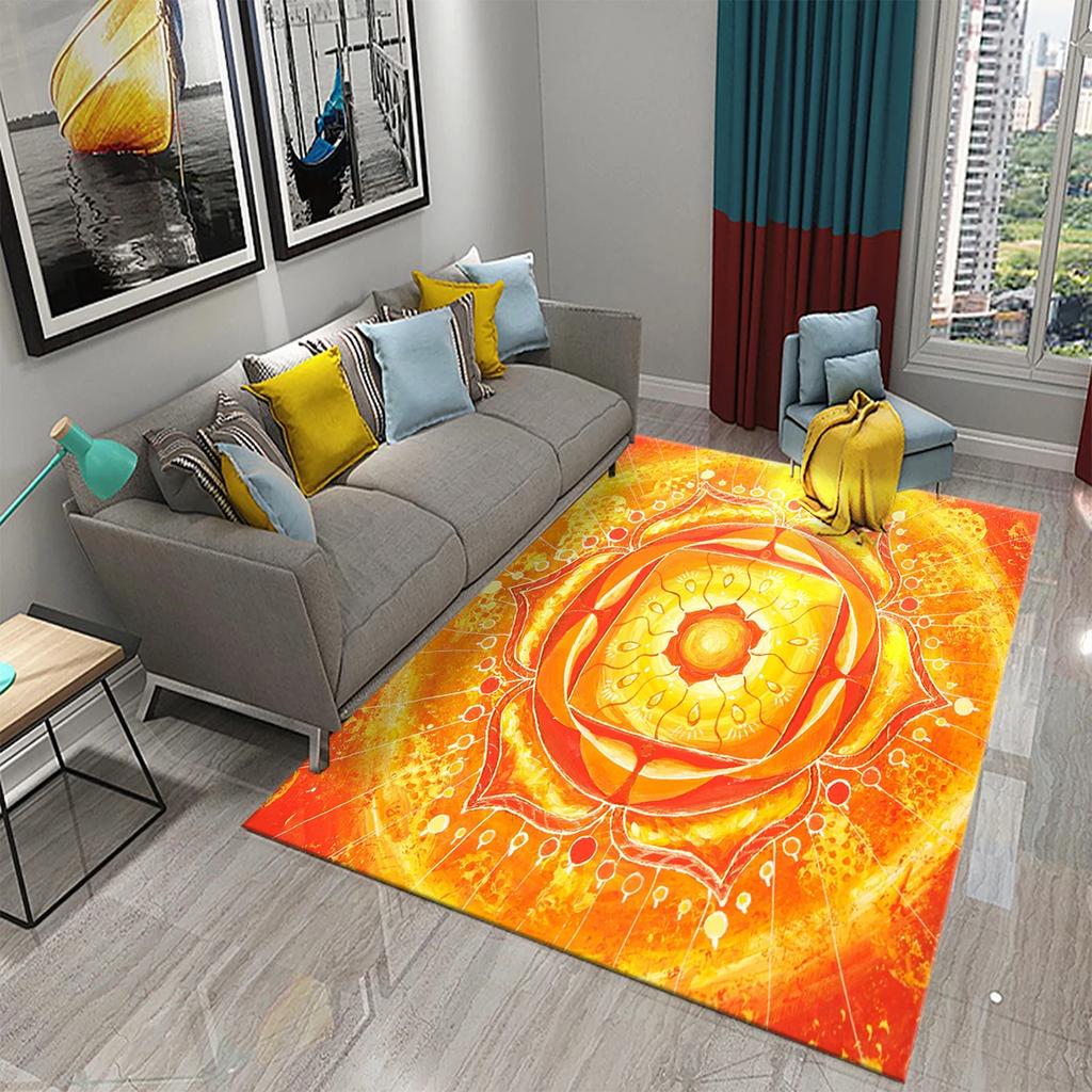 3D Color Bohemian Seven Chakras Carpet for Bedroom Living Room Decoration Floor Area Mat Kitchen Bathroom Entrance Anti-slip Rug