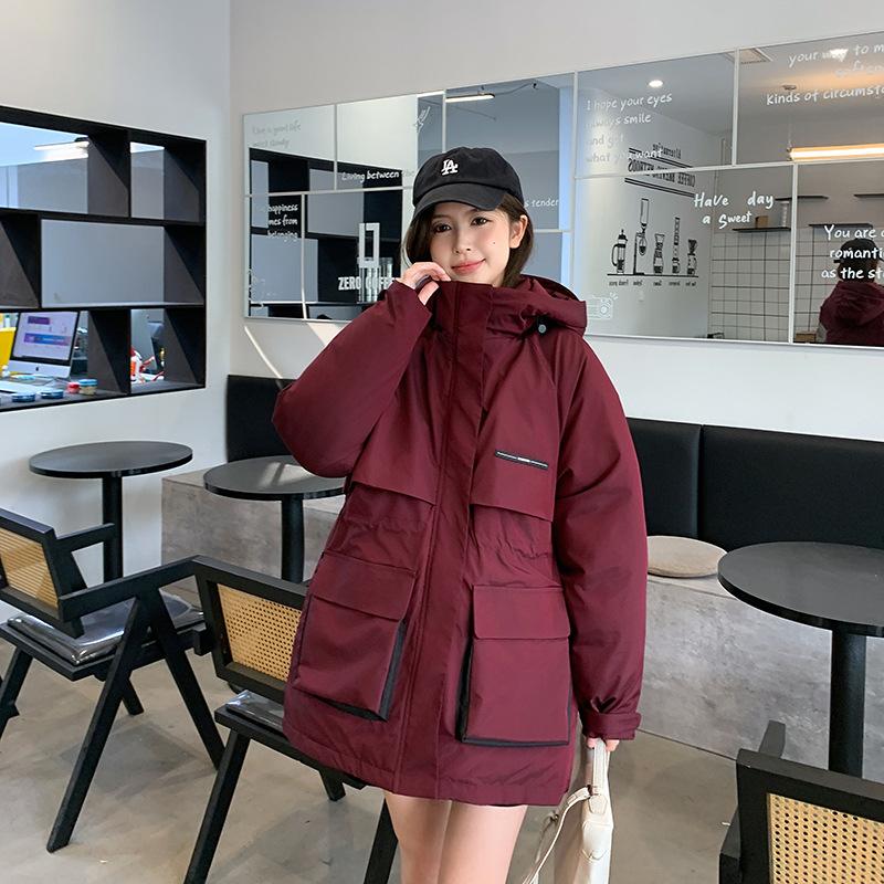 Down Jacket Women's New Winter Style Mid-length Waist Thickening Workwear Cotton Coat Jacket