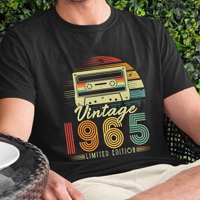 Unisex Vintage 1965 Nyomott Pólók Unisex Női Születésnapi Vintage Betű Design Póló Rövid Ujjú Ruházat Divat Alkalmi Póló Ruházat