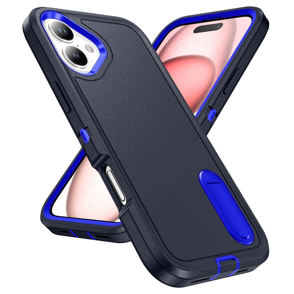For iPhone 16 Case PC+Silicone+EVA Kickstand Drop-Proof Phone Cover