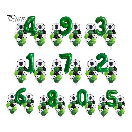 1 Set Balloon Set Soccer Number Shape Leakproof Contrast Color Sport Fans Baby Birthday Party Decoration Arch Balloon Photo