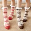 Winter Warm Socks Women Plush Soft Female Non Grip Floor Slippers Short Sock Fuzzy Fluffy Deer Elk Bear Christmas Gift
