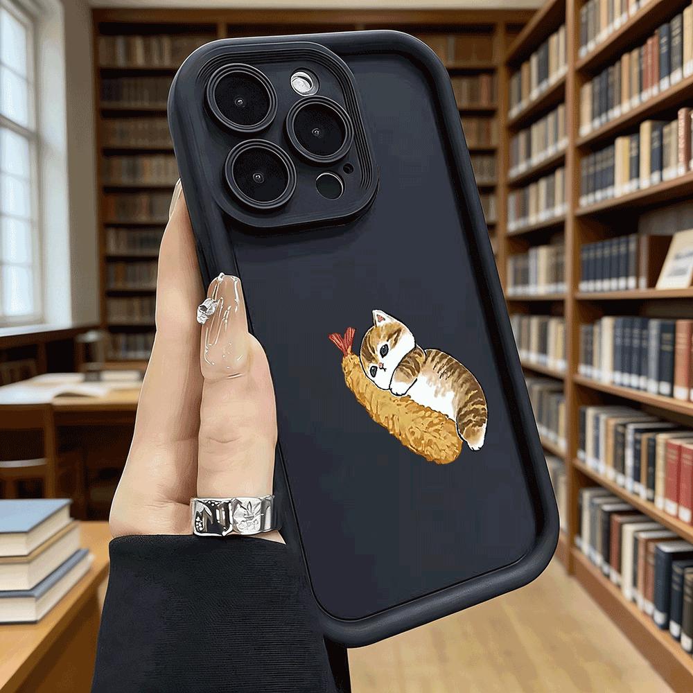Cat Hugging Tempura Shrimp Soft TPU Shockproof Case For Xiaomi Redmi Note 15 14 13 12 11 Pro Anti-Fall Protective Back Cover