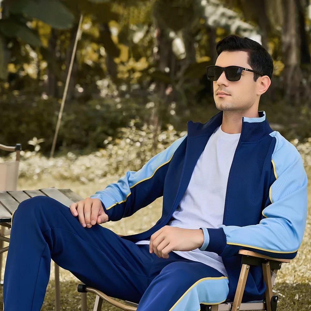 Korean Oversized Sport Suit Men Sets Long Sleeved Sweatpants Gym Clothing Two-piece Running Set Sport Tracksuit