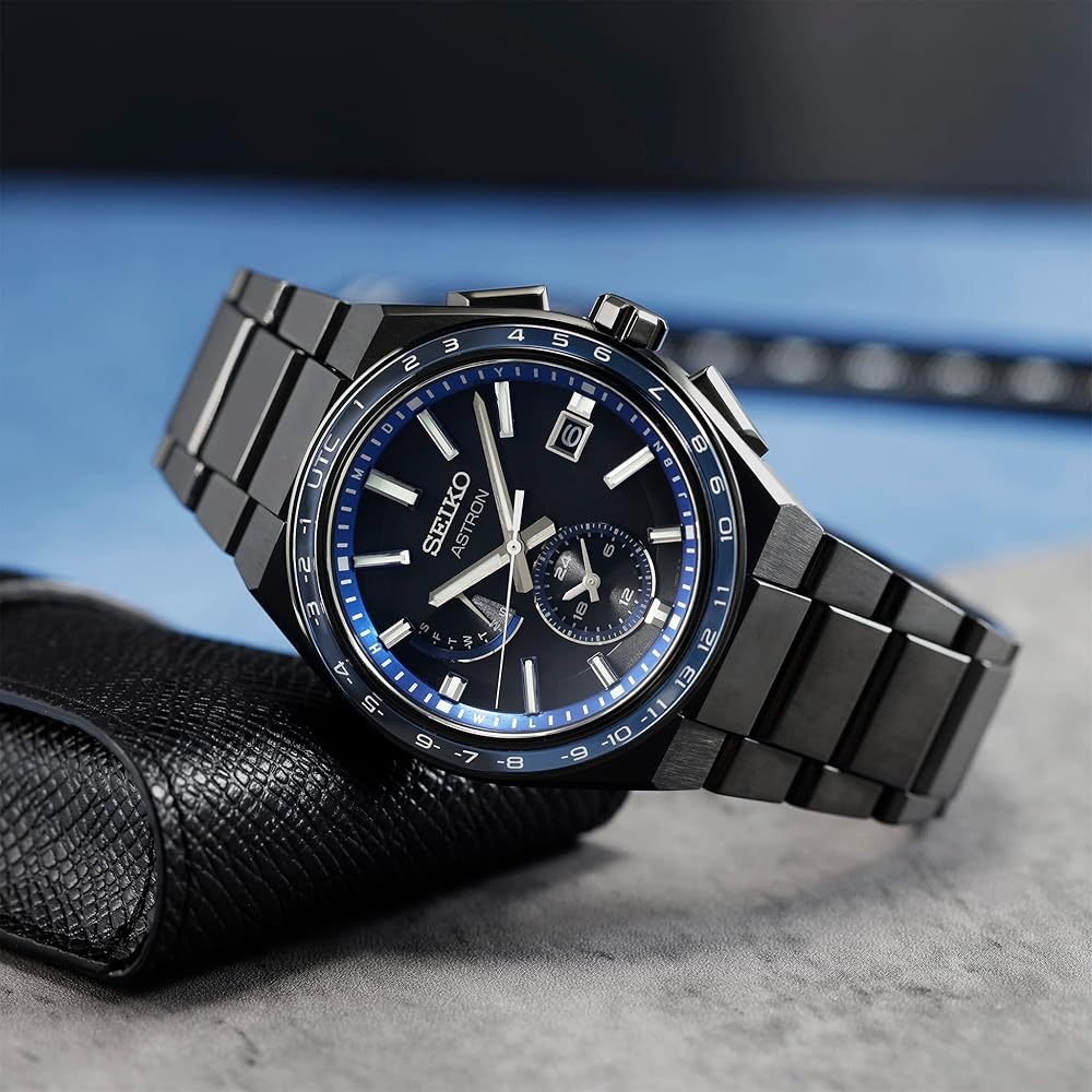 Seiko ASTRON SBXY041 Men's Solar Radio Watch Full Auto Calendar World Time All Black Titanium Case and Band