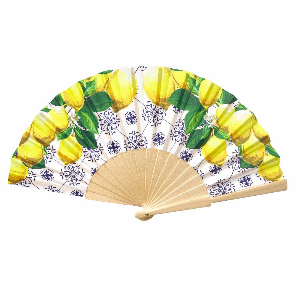 Ventail Simple en Bambou Citron Cerise Imprimé Manche en Bois Ventail Pliant Haute Qualité Cadeaux de Fête