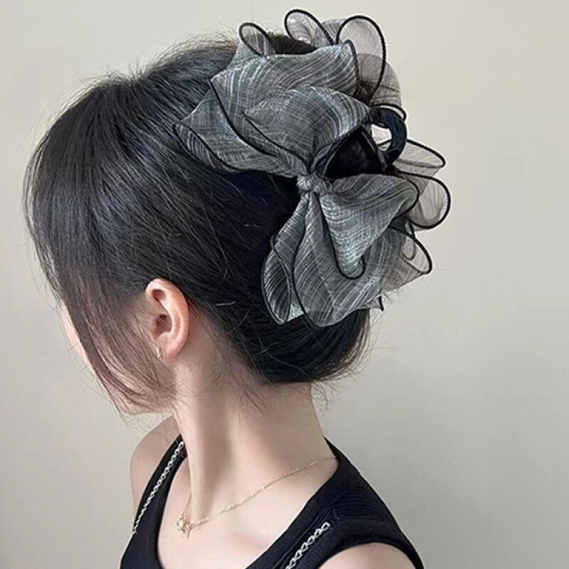 Zuba Sophisticated Chic Rich Ribbon Point Hair Clip black