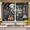 2pcs Black Kitchen Utensils Printed Curtains, Multiple Sizes 42*84, Home Decor, Room Decor