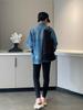 Hong Kong-Style Retro Heavy-Duty Washed Denim Jacket for Women - 2025 Spring/Autumn Collection, Loose Fit & Trendy