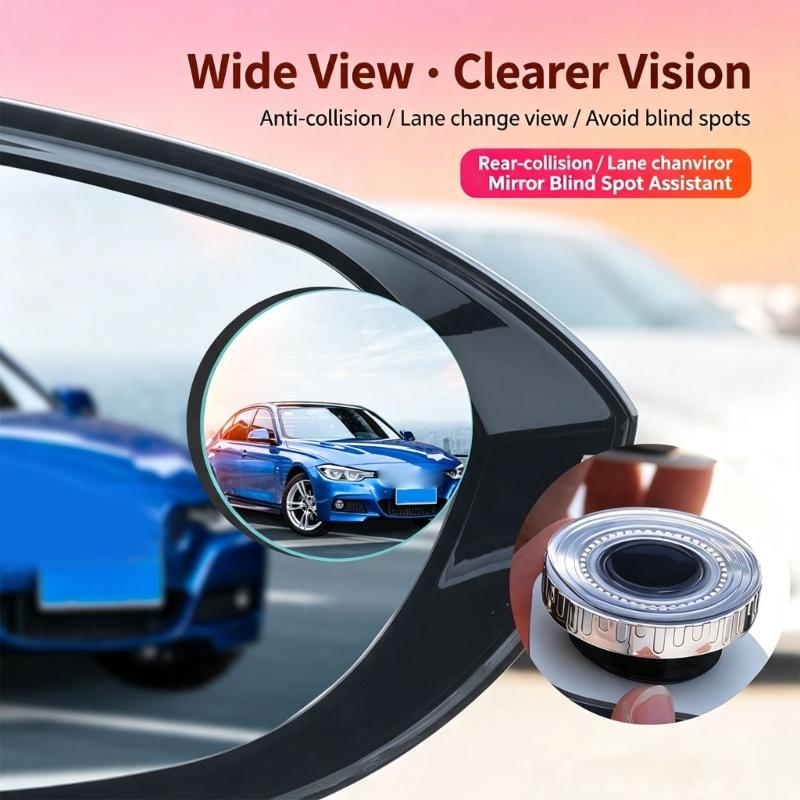 Traffic Check Auxiliary Mirror Set for Cars, Suction Cup Mount, Adjustable Base, 2 Mirror Viewing Support for Reversing Use