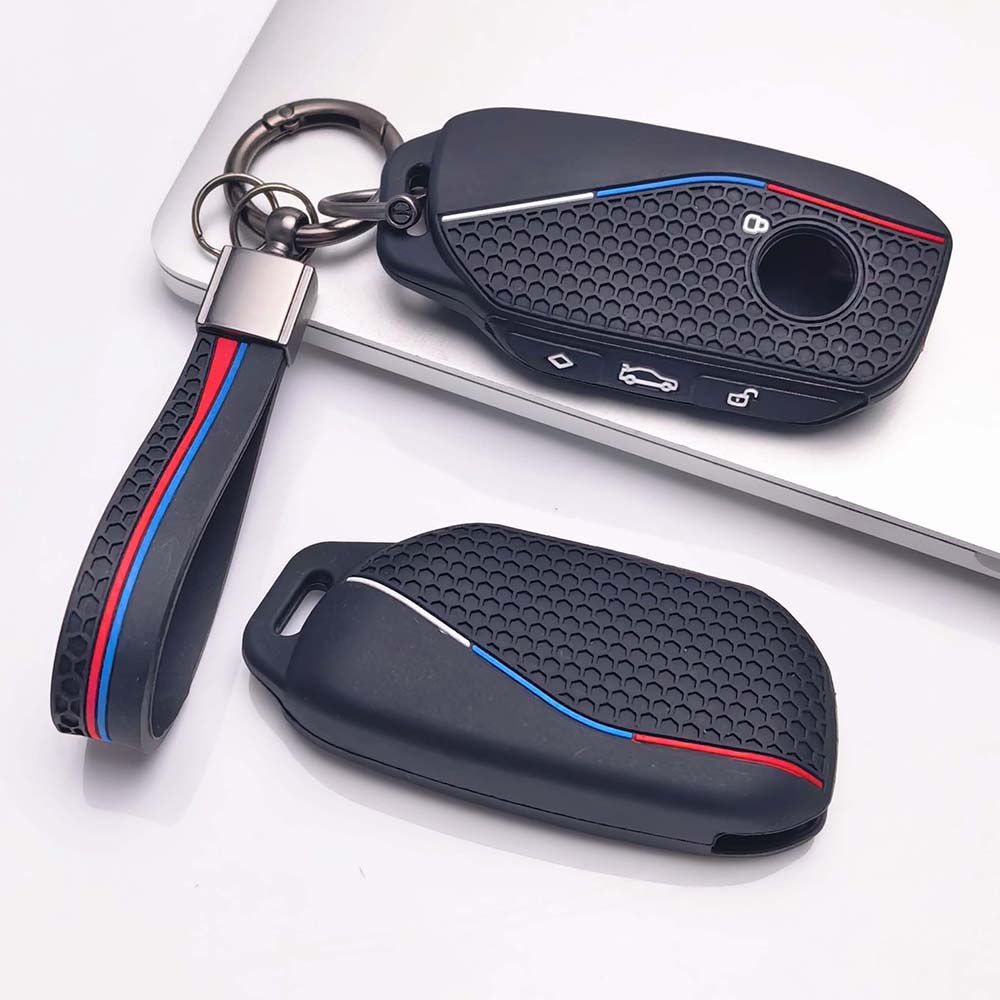 Key Fob Cover for BMW GT New with Keychain Anti-Scratch Guard Shockproof Protection Soft Grip Texture Responsive Button Touch Dust Resistant Cover