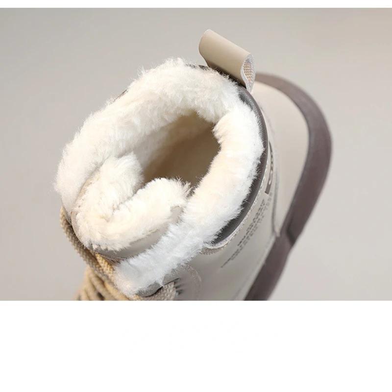 Fashion Winter Cotton Boots for Women Cotton Shoes High Top Women Plush Warm Student Ankle Boots Lace Up Height Increasing Booties