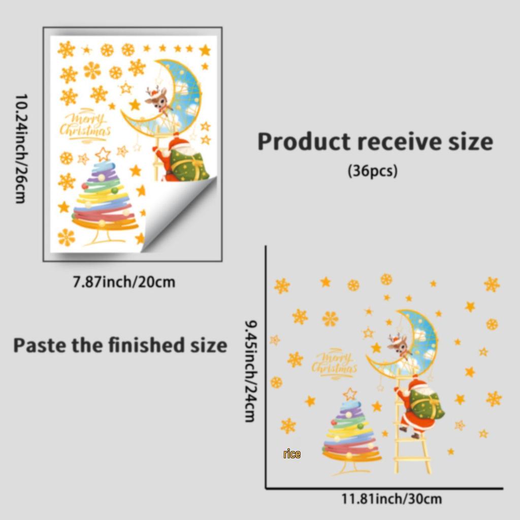 Christmas Santa Claus Climbing Ladder Fluorescent Wall Sticker Set