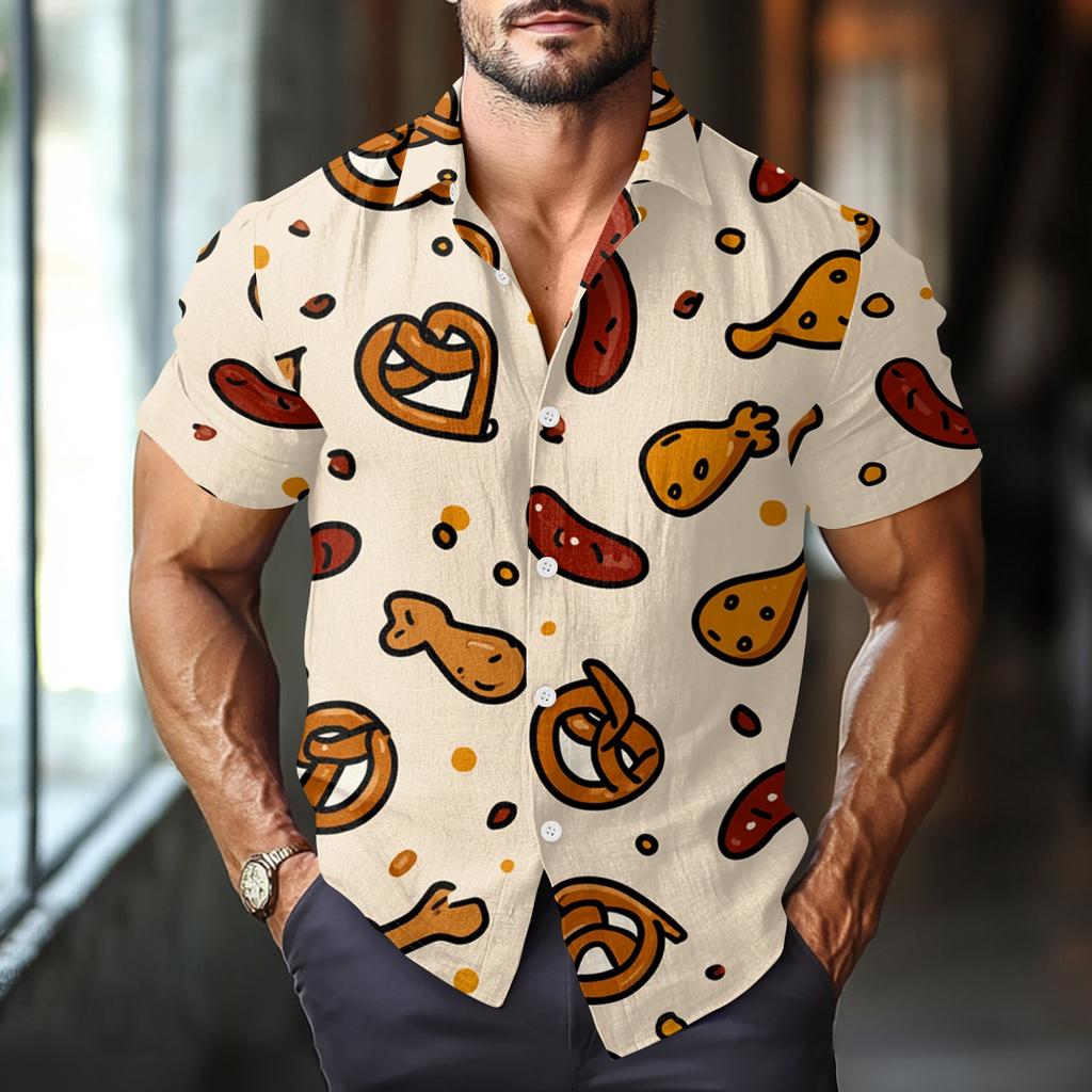 Men's Casual Casual Independence Day Print Short-sleeved Shirt