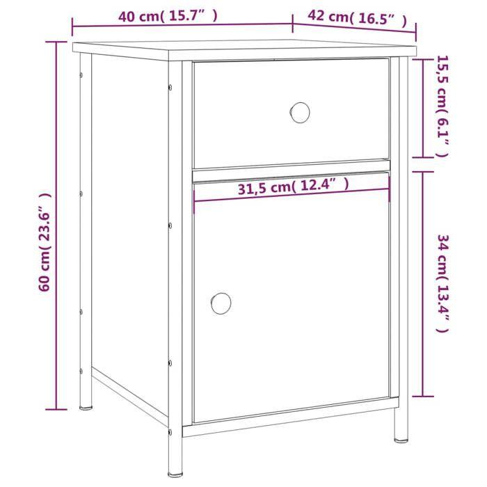VidaXL Table de chevet chêne sonoma 40x42x60 cm bois d'ingénierie 825905