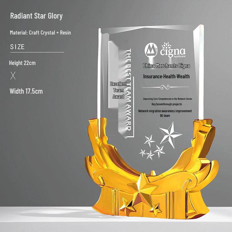 Crystal Trophy Banner: Custom Retirement Award for Teachers and Doctors - Office Desk Commemorative Ornament Gift.