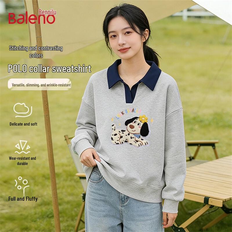 Baleno Women's Colorblock Polo Collar Graphic Sweatshirt
