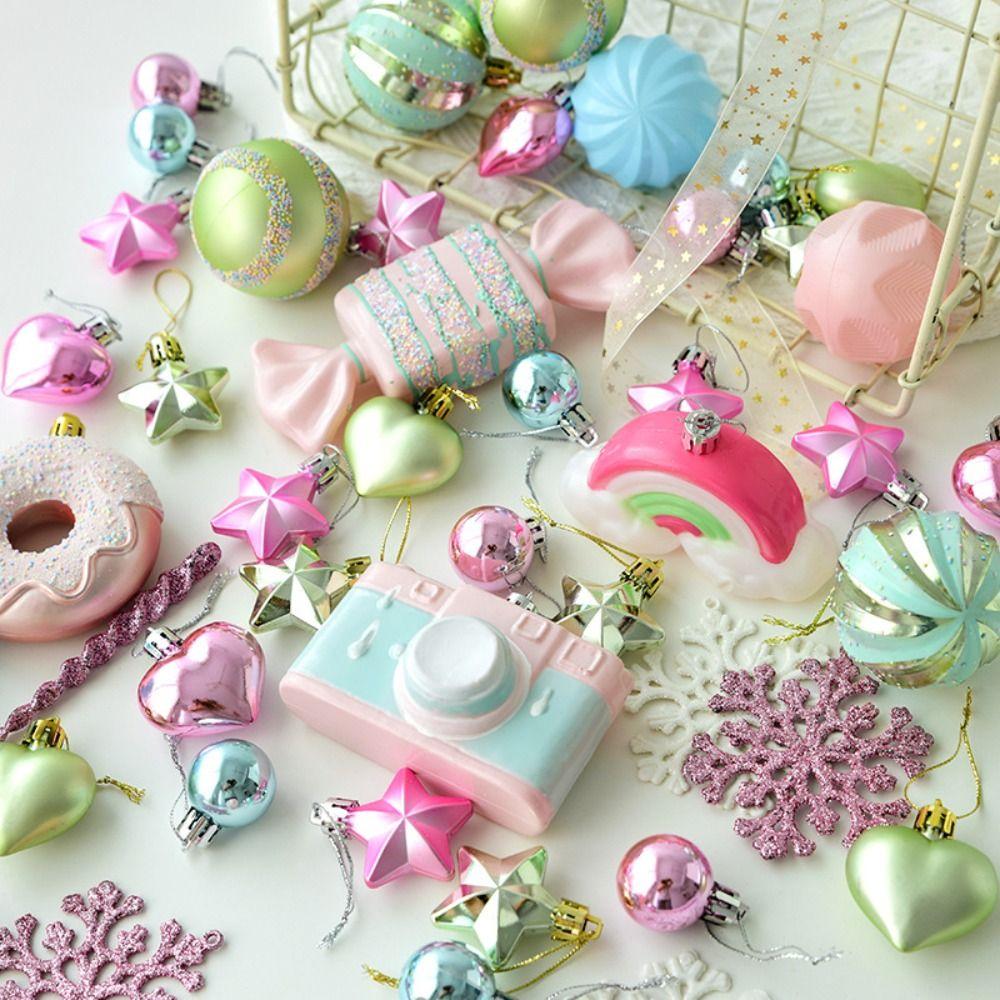 Macaron Christmas Hanging Balls Set Candy Snowflake Xmas Tree Pendants  Party Favors