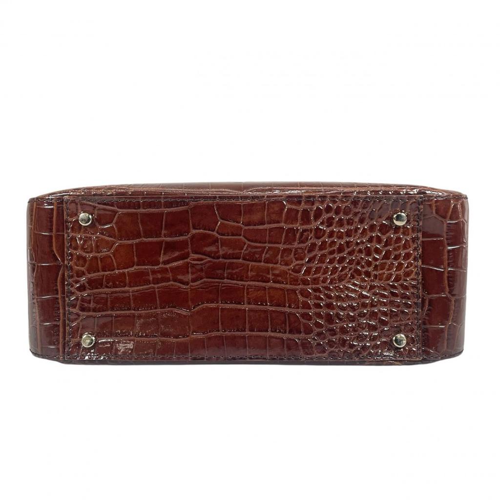 Kate Spade New York Croco Embossed Handbag Leather Brown Women Used