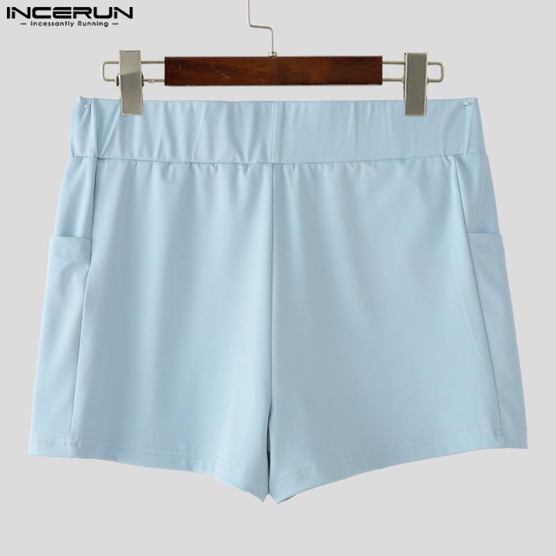 INCERUN Men Elastic Waist Solid Fitted Underwear Pajamas Shorts Home Wear