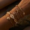 5Pcs Elegant Bracelet Set for Women Boho Mixed Cowrie Shell Gold Color Starfish Bangle Summer Beach Vacation Jewelry Gift