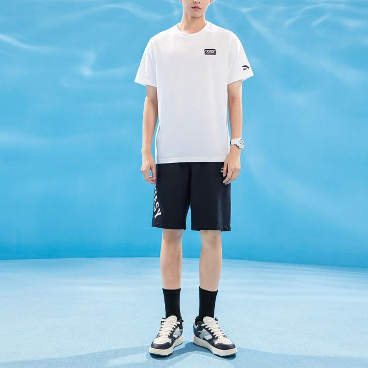 Anta Unifarbenes Rundhals-Kurzarm-T-Shirt Unisex-Oberteile Weiß 152328107-1