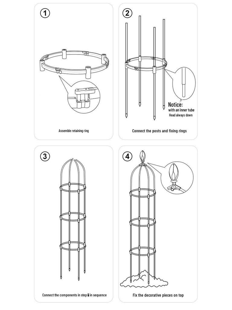 Spliced Climbing Plant Support Frame for Roses and Flowers