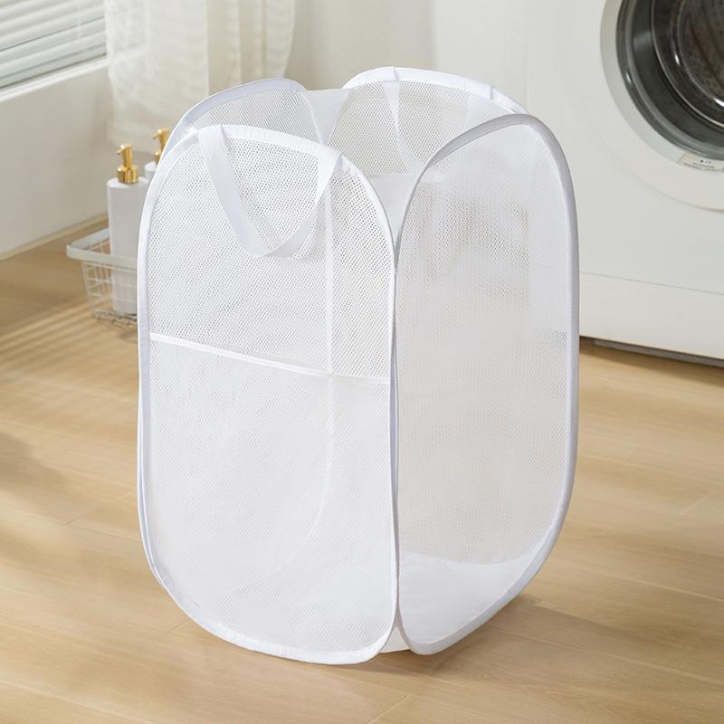 Mesh Pop Up Laundry Hamper Laundry Basket Side Pocket Collapsible Laundry Basket