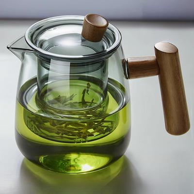 GIANXI Heated Tea Pot Thickened High Borosilicate Glass Tea Water Separation Filter Pots Anti-Scald Solid Wood Handle Teapot