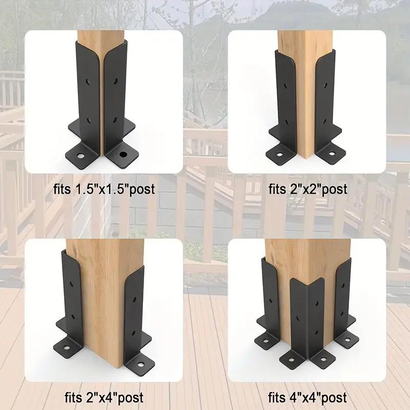 Adjustable Deck Post Anchor Bracket 2pcs Set Suitable for 1.5x1.5-2x2-2x4-4x4 Posts Heavy-Duty Metal Support for Wooden Fences and Gazebos