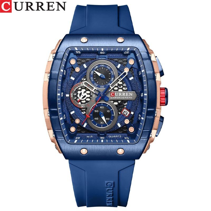 CURREN Men s Waterproof Six-Pin Quartz Calendar Tape Men s Watches Men s Watches
