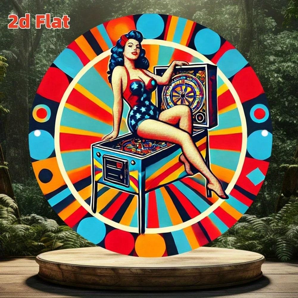 

Vintage Round Metal Wall Art Christmas Holiday Decor for Home Bar Cafe 20x20 різнокольоровий