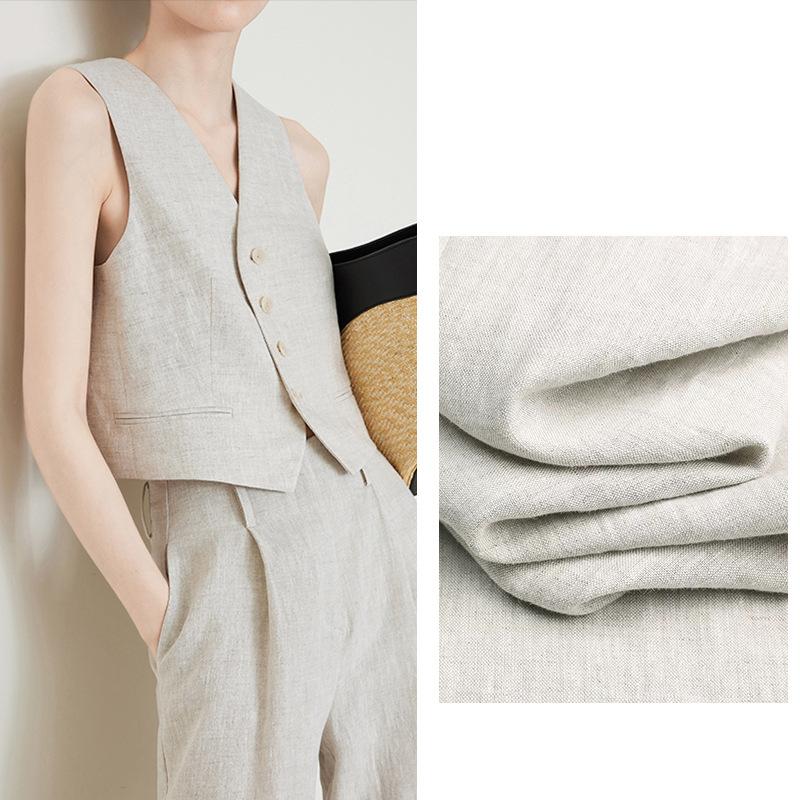 Thin rain dew linen single, short V-neck fashionable suit vest, Tencel money style, elegant V-neck vest