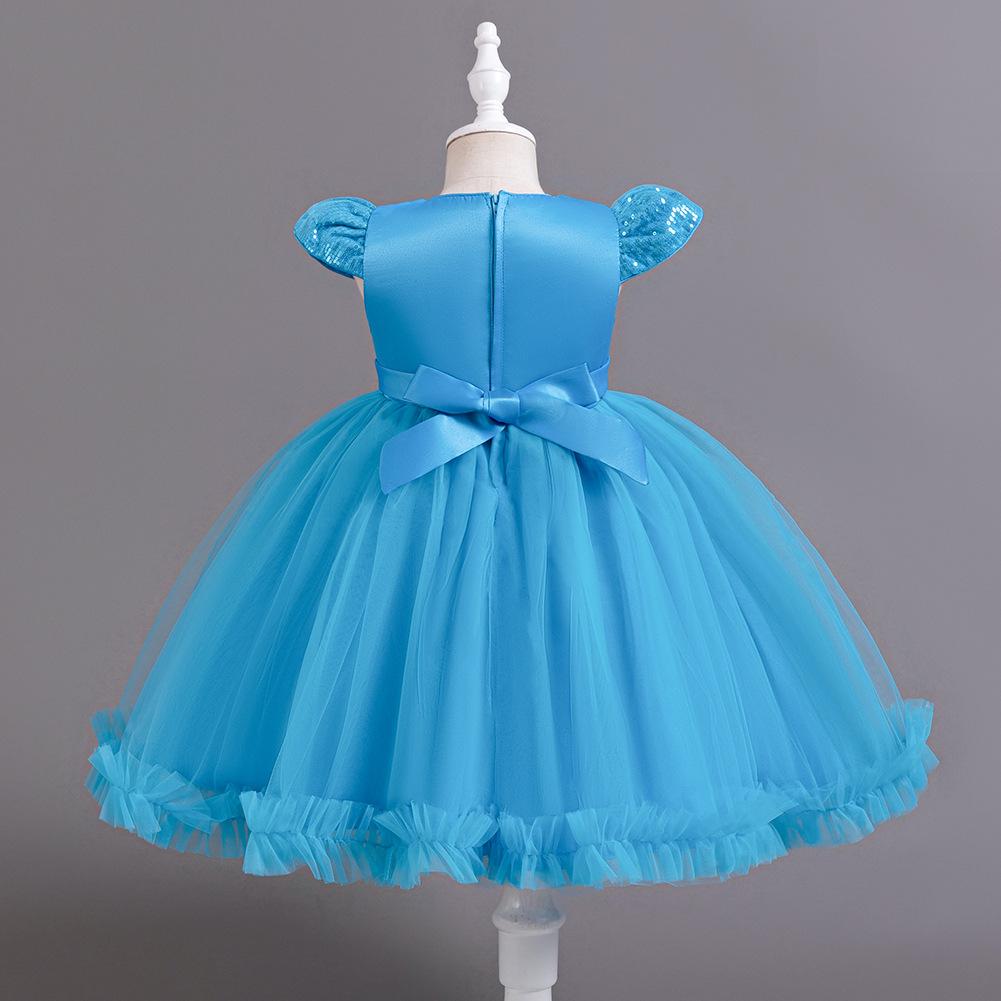 Mädchenkleid Kurzarm Pailletten Blume Puffig Prinzessin Kuchenkleid Gehen Bankett Geburtstagsparty Ballkleider 930 Lieblingskleid des kleinen Mädchens Kleider