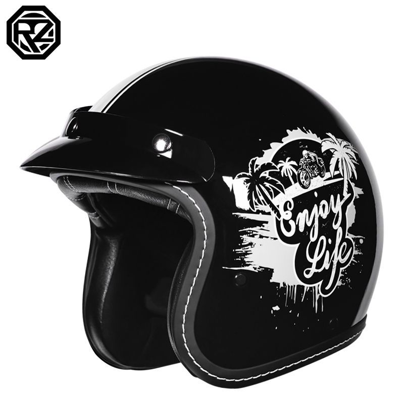 Retro Motorcycle Helmet Men's and Women's Electric Vehicle Scooter 3/4 Half Helmet