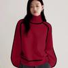 Women's Foreign Fashion Sweater, High Neck Crew Neck Top, Ribbed Knit Pullover for Women
