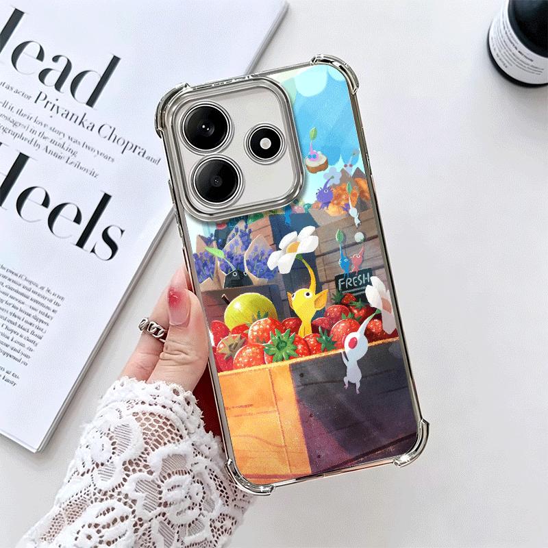 P-Pikmins Cute Game Soft Phone Case For Xiaomi Redmi Note 14 15 Pro Plus 13 12 11S 11T 5G 10 9S 9 Plating Anti-Fall Fundas