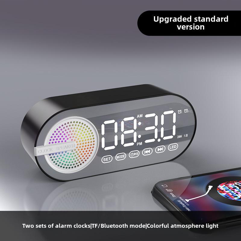 Portable Luminous Bluetooth Speaker & Alarm Clock with Rechargeable Battery for Bedroom/Student Use