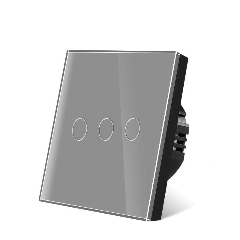 Interruttore a Parete Touch in Vetro Temperato Controllo Filo di Fase Singolo Senza Filo Neutro 1/2/3 Tasti Interruttore Luce per Casa Hotel Fabbrica ODM