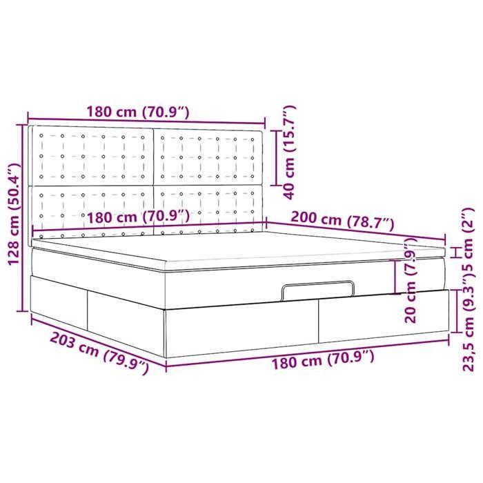 VidaXL Ottoman Bed Frame with Mattress Dark Grey 180x200 Cm Fabric, Bed Frame, Upholstered Bed Frame, Bed Frame 3314191