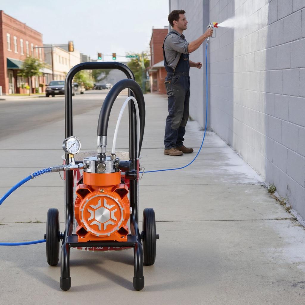 Diaphragm Airless Paint Sprayer, 900 W Efficient Cart Airless Paint Sprayer, 2200 Psi High Pressure, with Extension Pole, Cleaning Needle and Brush,