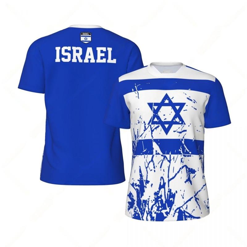 Israel Flag Pattern Men's Football T-shirt Summer Trend 3D National Emblem Printed Top Fashionable Casual Short Sleeved Clothing