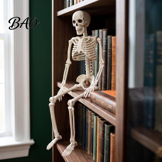 Lightweight Props for Indoor Displays Realistic Halloween Skeleton Figure, 40cm Posable Joints Hanging Skull Decoration, Weather Resistant Ornaments