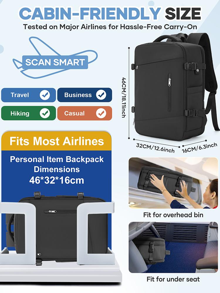 Męski plecak kompresyjny próżniowy, plecak kabinowy o dużej pojemności, plecak podróżny na krótkie dystanse, plecak turystyczny, bagaż podręczny