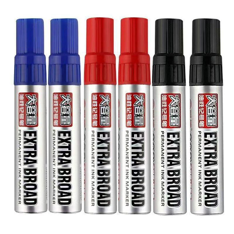 3color Large-Capacity Marker,3mm Round Toe,Oil-Based Big-Ended Marker Pen,Refillable ink,Waterproof,Non-Erasable