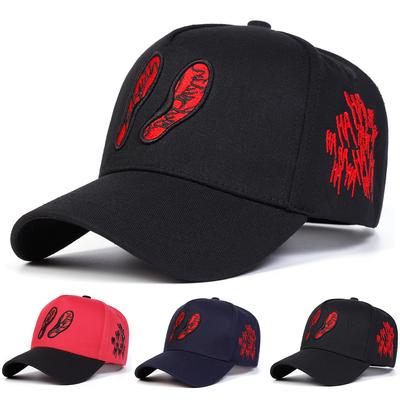 Men Footprint Skull Embroidered Patch Baseball Cap Outdoor Adjustable Sunscreen Leisure Hat Spring Autumn Travel Tourism Beach Vacation