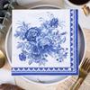 20 st/förpackning Blå Blommor Serie Papper Cocktail Fyrkantiga Middagsservetter För Bröllop Födelsedag Babyshower Dekoration
