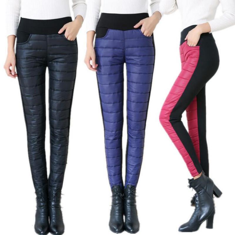 Winter Women Down Pants Plus Size Velvet Trousers Thickening Slim Thermal Female Warm Legging
